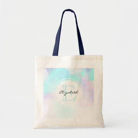 Moderne Abstracte blauwe en Paarse Waterverf Tote Bag (Voorkant)