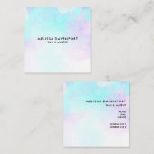 Moderne Abstracte blauwe en Paarse Waterverf Vierkante Visitekaartje (Voorkant / Achterkant)