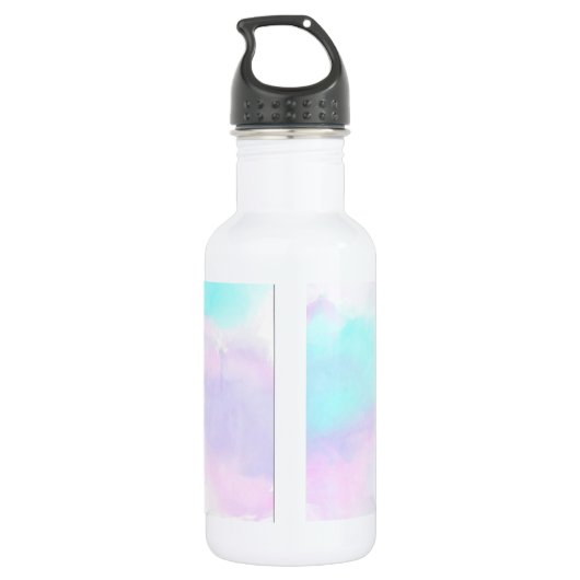 Moderne Abstracte blauwe en Paarse Waterverf Waterfles (Achterkant)