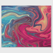 Moderne Abstracte blauwe en rode vloeibare marmer Cadeaupapier (Vlak)