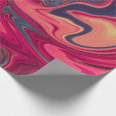 Moderne Abstracte blauwe en rode vloeibare marmer Cadeaupapier (Hoek)