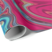 Moderne Abstracte blauwe en rode vloeibare marmer Cadeaupapier (Rol Hoek)