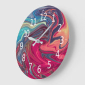 Moderne Abstracte blauwe en rode vloeibare marmer Grote Klok (Hoek)