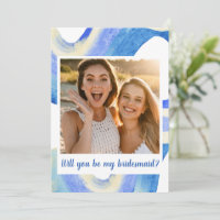 Moderne Abstracte blauwe foto Bridesmaid Voorstel 