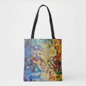 Moderne Abstracte blauwe gele kunst Tote Bag (Voorkant)
