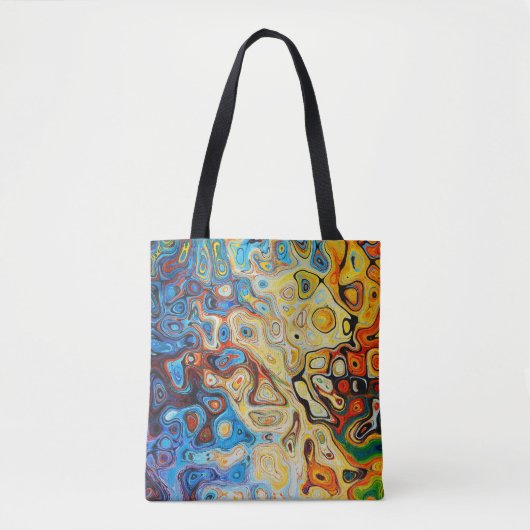 Moderne Abstracte blauwe gele kunst Tote Bag (Voorkant)