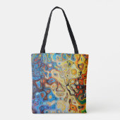 Moderne Abstracte blauwe gele kunst Tote Bag (Achterkant)