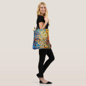 Moderne Abstracte blauwe gele kunst Tote Bag (Op model)