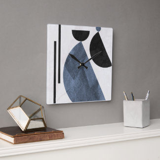Moderne Abstracte Blauwe Geometrische Vierkante Wa Klok
