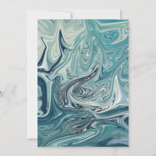 Moderne Abstracte blauwe golven — Minimale bruilof Kaart (Achterkant)