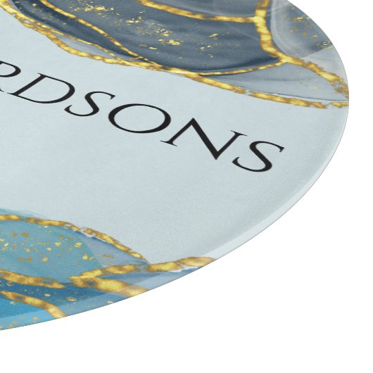 Moderne Abstracte blauwe goudgesteente naam Snijplank (Hoek)