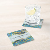 Moderne Abstracte blauwe goudgesteente textuur Kartonnen Onderzetters (Insitu)