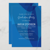 Moderne Abstracte Blauwe Graduation Party Kaart (Voorkant / Achterkant)
