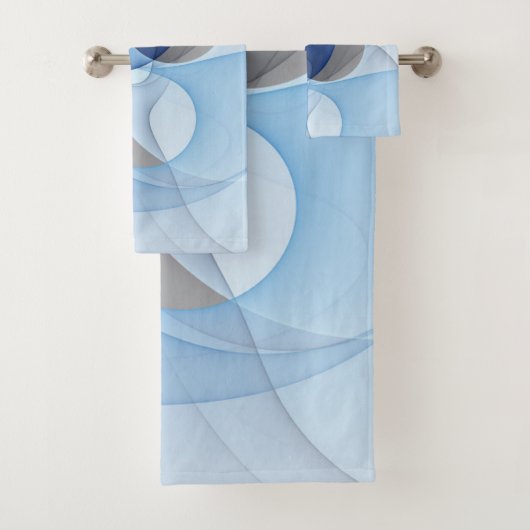 Moderne Abstracte Blauwe Grijze Fractale Kunst Gra Bad Handdoek (Insitu)