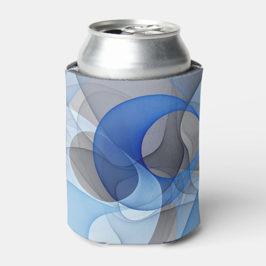 Moderne Abstracte Blauwe Grijze Fractale Kunst Gra Blikjeskoeler (Blikje Voorkant)