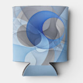 Moderne Abstracte Blauwe Grijze Fractale Kunst Gra Blikjeskoeler (Voorkant)