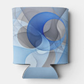 Moderne Abstracte Blauwe Grijze Fractale Kunst Gra Blikjeskoeler (Achterkant)