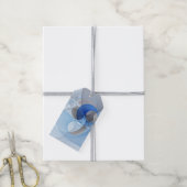 Moderne Abstracte Blauwe Grijze Fractale Kunst Gra Cadeaulabel (Met Touw)