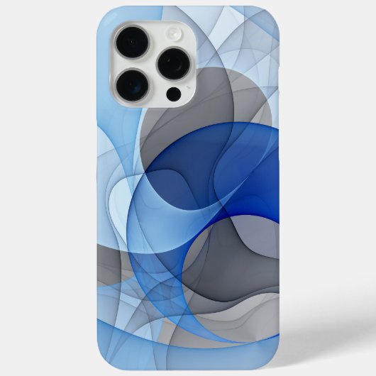 Moderne Abstracte Blauwe Grijze Fractale Kunst Gra Case-Mate iPhone Case (Achterkant)