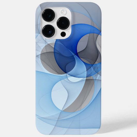 Moderne Abstracte Blauwe Grijze Fractale Kunst Gra Case-Mate iPhone Case (Achterkant)