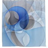 Moderne Abstracte Blauwe Grijze Fractale Kunst Gra Douchegordijn (Voorkant)