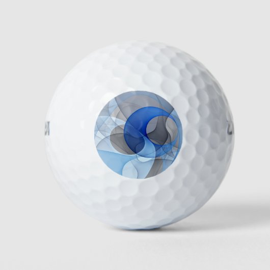 Moderne Abstracte Blauwe Grijze Fractale Kunst Gra Golfballen (Voorkant)