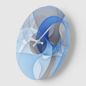Moderne Abstracte Blauwe Grijze Fractale Kunst Gra Grote Klok (Hoek)