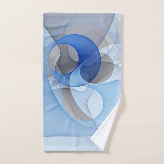 Moderne Abstracte Blauwe Grijze Fractale Kunst Gra Handdoek (Handdoek)