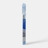 Moderne Abstracte Blauwe Grijze Fractale Kunst Gra iPhone 15 Case (Linkerkant)