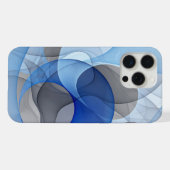 Moderne Abstracte Blauwe Grijze Fractale Kunst Gra iPhone Hoesje (Achterkant horizontaal)