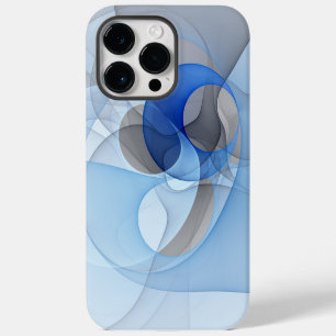 Moderne Abstracte Blauwe Grijze Fractale Kunst Gra iPhone 14 Pro Max Hoesje
