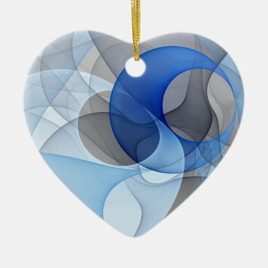 Moderne Abstracte Blauwe Grijze Fractale Kunst Gra Keramisch Ornament (Voorkant)