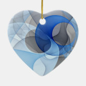 Moderne Abstracte Blauwe Grijze Fractale Kunst Gra Keramisch Ornament (Achterkant)