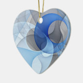 Moderne Abstracte Blauwe Grijze Fractale Kunst Gra Keramisch Ornament (Links)