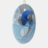 Moderne Abstracte Blauwe Grijze Fractale Kunst Gra Keramisch Ornament (Rechts)
