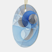 Moderne Abstracte Blauwe Grijze Fractale Kunst Gra Keramisch Ornament (Links)
