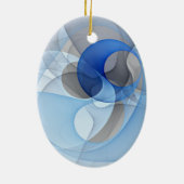 Moderne Abstracte Blauwe Grijze Fractale Kunst Gra Keramisch Ornament (Achterkant)