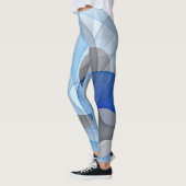 Moderne Abstracte Blauwe Grijze Fractale Kunst Gra Leggings (Links)