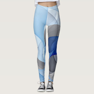 Moderne Abstracte Blauwe Grijze Fractale Kunst Gra Leggings