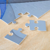 Moderne Abstracte Blauwe Grijze Fractale Kunst Gra Legpuzzel (Zijkant)