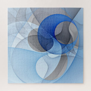 Moderne Abstracte Blauwe Grijze Fractale Kunst Gra Legpuzzel