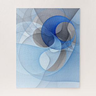 Moderne Abstracte Blauwe Grijze Fractale Kunst Gra Legpuzzel