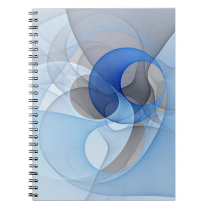 Moderne Abstracte Blauwe Grijze Fractale Kunst Gra Notitieboek