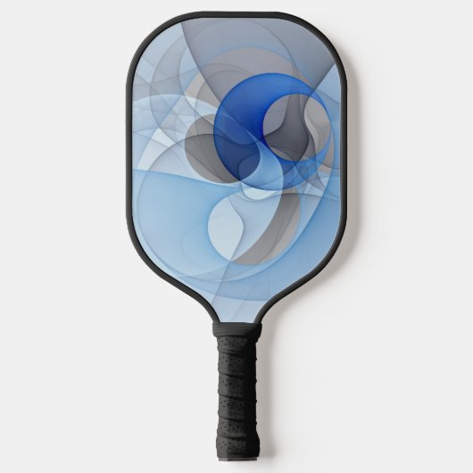 Moderne Abstracte Blauwe Grijze Fractale Kunst Gra Pickleball Paddle (Voorkant)