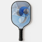 Moderne Abstracte Blauwe Grijze Fractale Kunst Gra Pickleball Paddle (Achterkant)