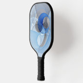 Moderne Abstracte Blauwe Grijze Fractale Kunst Gra Pickleball Paddle (Links)
