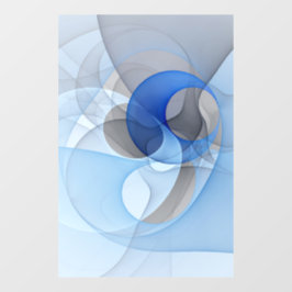 Moderne Abstracte Blauwe Grijze Fractale Kunst Gra Raamsticker