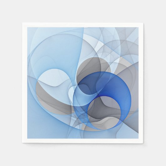 Moderne Abstracte Blauwe Grijze Fractale Kunst Gra Servet (Voorkant)