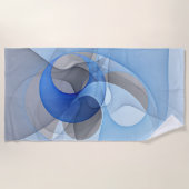 Moderne Abstracte Blauwe Grijze Fractale Kunst Gra Strandlaken (Voorkant)