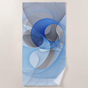Moderne Abstracte Blauwe Grijze Fractale Kunst Gra Strandlaken